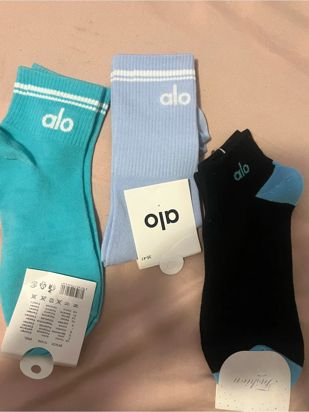 Yoga 3-Pack Athletic Socks - Teal, Light Blue, Black Bundle